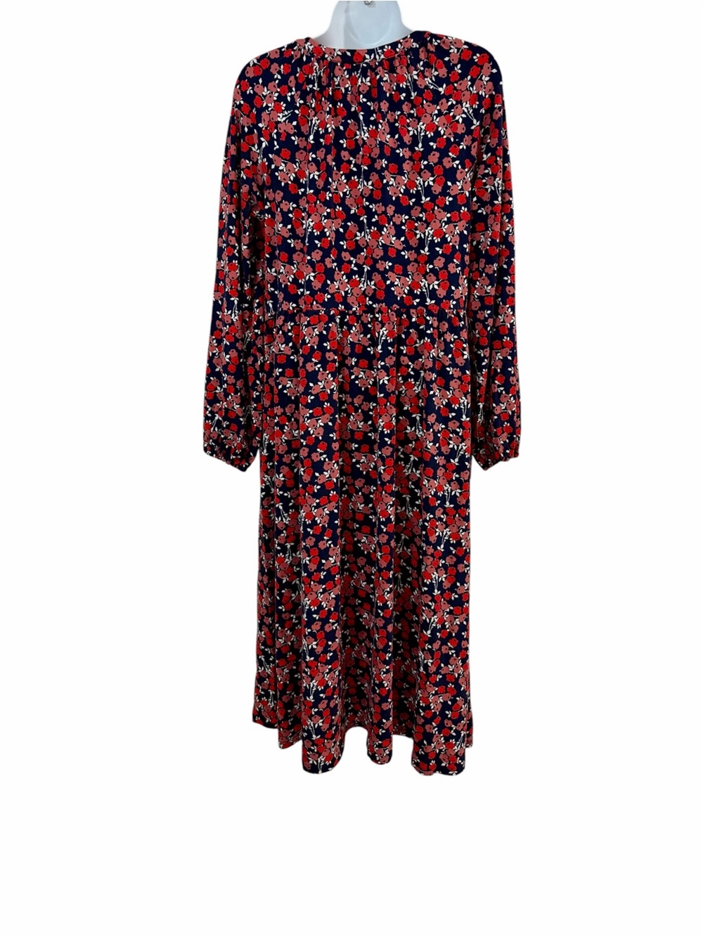 BODEN Willow Dark Floral‎ Midi Dress Size 8 Long Sleeve V-Neck Pullover Fall - Picture 3 of 16